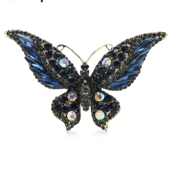Gorgeous Large Crystal Rhinestone Butterfly Brooch / Necklace Pendant - Picture 4 of 9